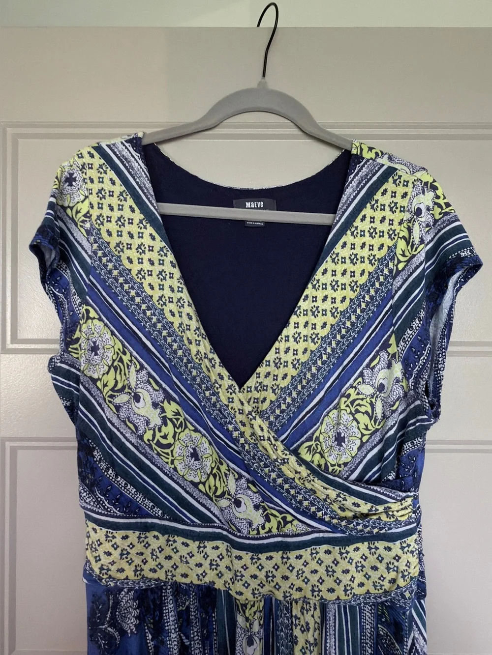 Tamera Wrap Dress by Maeve for Anthropologie XL Blue Motif - Picture 4 of 11